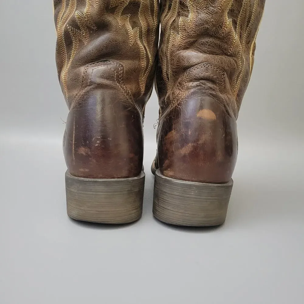 Ariat On Point Womens US 8.5 B Western Boots Brown Leather Mid-Calf